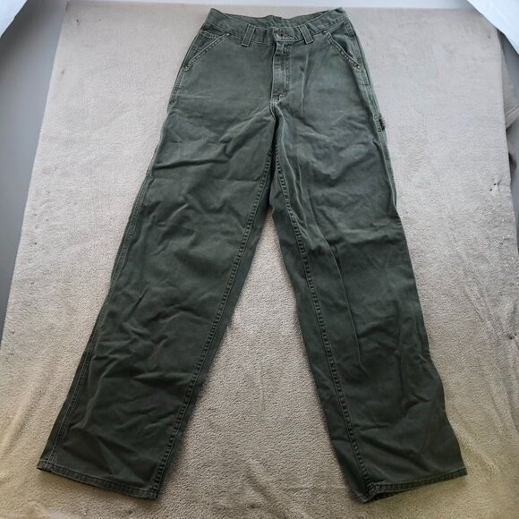 Lee Womens Dungarees Pants Size 9 Long Vintage Carpenter Workwear Straight Green - Picture 12 of 13